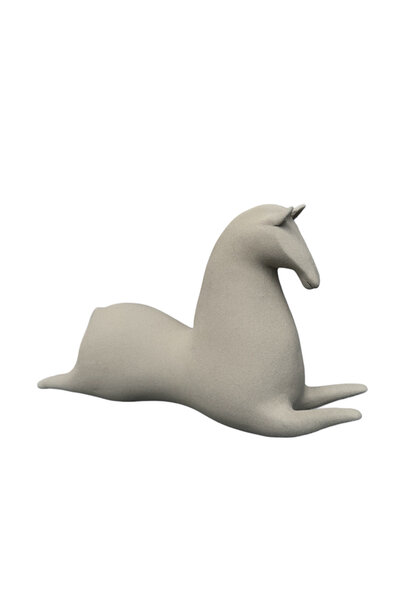 Athena Jahantigh - Small Flying Horse Sculpture 2 - Warm grey ceramic - 20x10x34cm