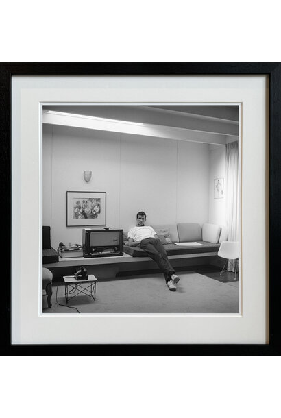 Sid Avery - Anthony Perkins at home in Los Angeles 1959 - Black and white photograph - 11x14" - Black timber frame with non-reflective glass