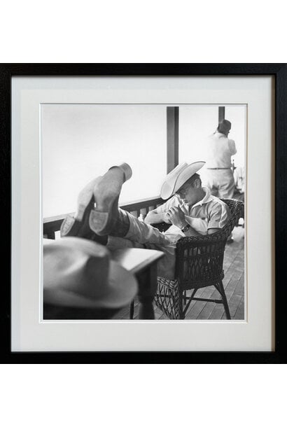 Sid Avery - James Dean on location for "Giant" in Marfa, Texas 1955 - Black and white photograph - 11x14" - Black timber frame with non-reflective glass