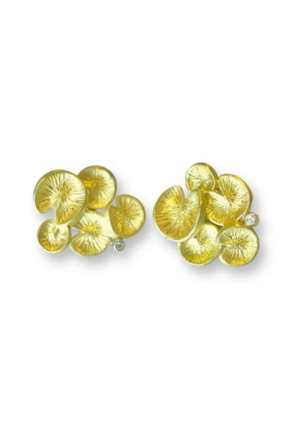 JOYASABI - Song of the Naiad Diamond Cluster 18ct Gold Stud Earrings - Handmade in Hobart
