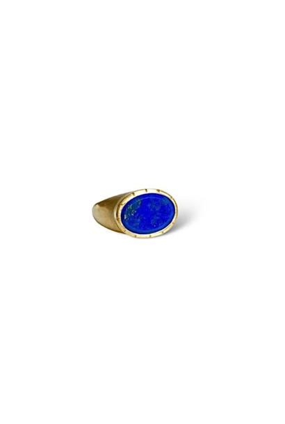JOYASABI - Athena Lapis Signet Ring - 18ct Gold with Lapis Lazuli - Handmade in Hobart