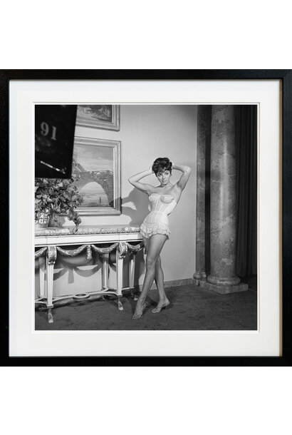 Sid Avery - Joan Collins during a television rehearsal 1958 - Black and white photograph - 20x24" - Black timber frame with non-reflective glass
