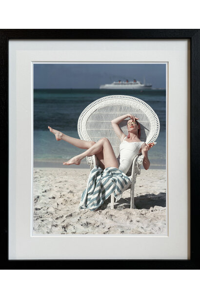 Mark Shaw - White Beach Chair, 1955 - 47x41cm framed - Black frame with non-reflective glass