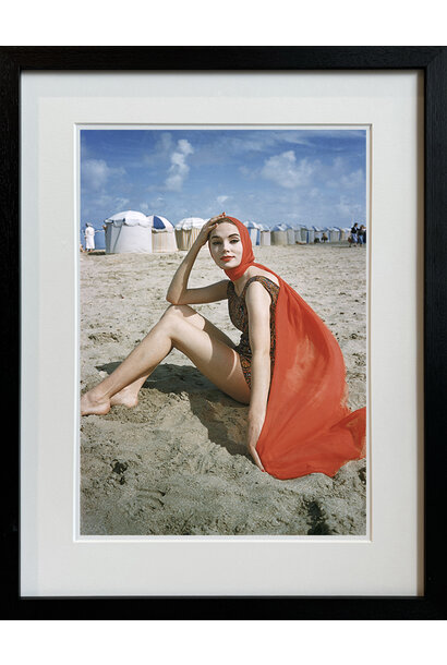 Mark Shaw - Orange Scarf on Beach, 1957 - 53x41cm framed - Black frame with non-reflective glass