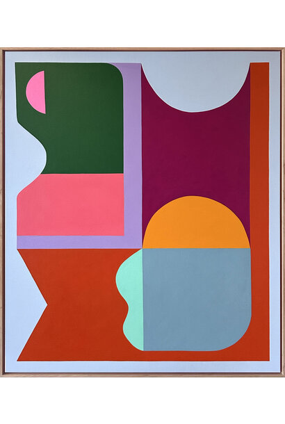 Tara Schyer - The Hug (Lets Play), 2024 - Acrylic on linen - 143x123cm framed