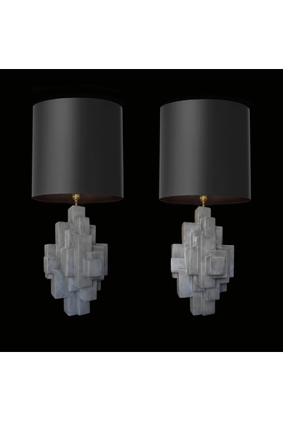 Dan Schneiger - Pair of Geometric Lamps with Concrete Finish - Mixed Media - Approx. 53cm