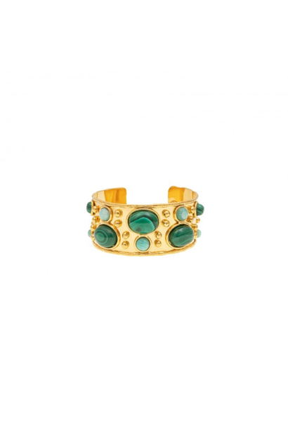Sylvia Toledano - Cuff Byzantine - Malachite / Amazonite - Paris
