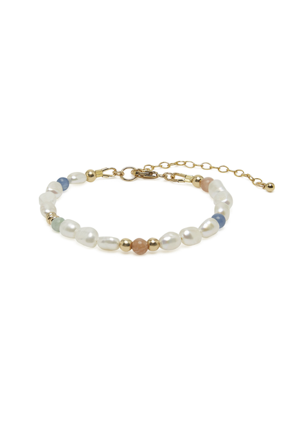 SPIRITUS STONES - ISLAND DREAMS BRACELET WITH PEARL, KYANITE, SUNSTONE & JADE