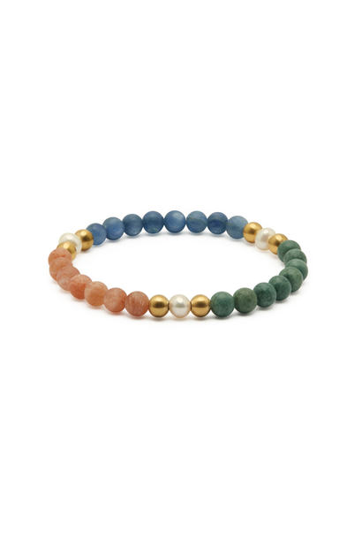 SPIRITUS STONES - WANDERLUST DREAMS BRACELET WITH KYANITE, SUNSTONE, JADE & PEARL