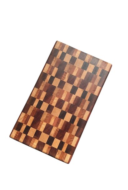 Thick Tasmanian Endgrain Timber Cutting Board - Sassafras, Celery Top Pine, Myrtle & Blackwood