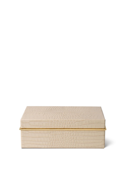 AERIN - Classic Croc Leather Small Box - Fawn Beige