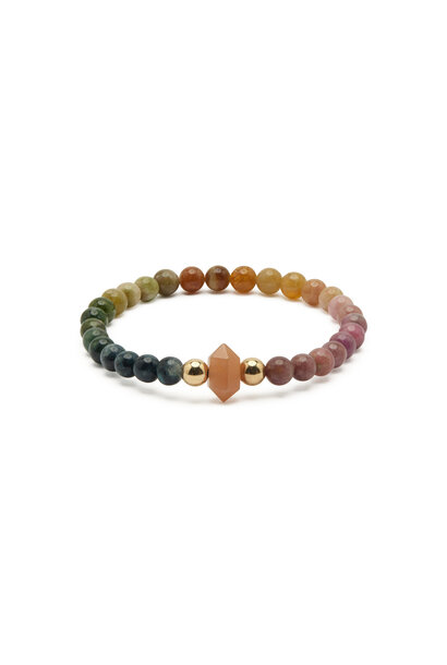 RAINBOW SERPENT BRACELET WITH SUNSTONE & RAINBOW TOURMALINE