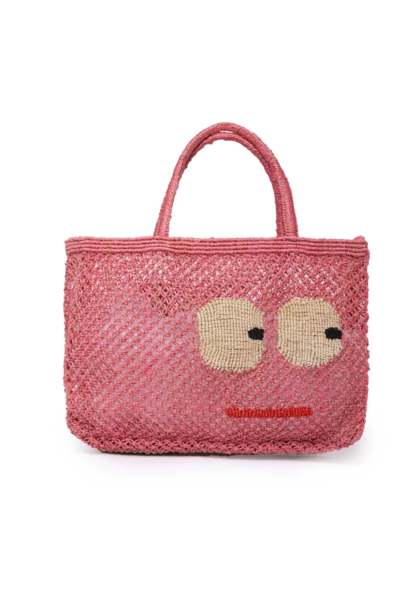 The Jacksons - Big Eyes Jute Bag - Berry  -  H40 x W30 x D10cm