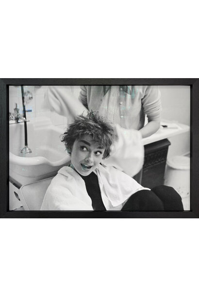 Mark Shaw - Audrey Washing Hair - 60x85cm framed - Black frame with non-reflective glass