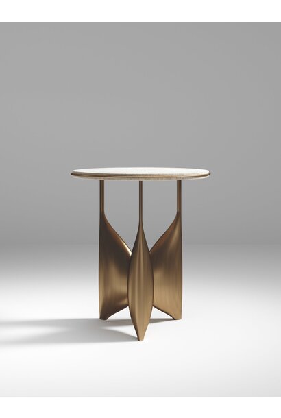 Kifu Paris - Plumeria Side Table II -  Antique Natural Shagreen with Bronze Patina Brass Legs
