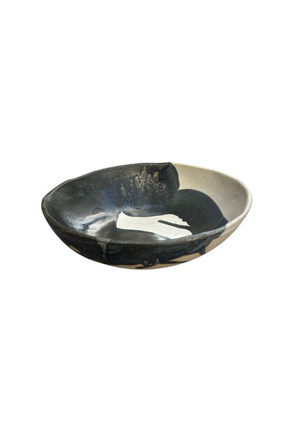 Linda Bretherton - Black & White Serving Bowl #9- Stoneware - 27x27x7.5cm