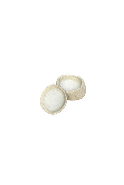 Linda Bretherton - Fred + Wilma Salt and Pepper Box #2, 2025 - Stoneware with white interior glaze and liquid quartz seal - 4.5x6x6.5cm