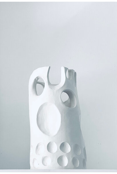 CLAY OF FIRES o+ - ponder, i wonder, blanc mont blanc #9, 2023 - White earthenware with matte glaze - 21.5x8.5x7cm