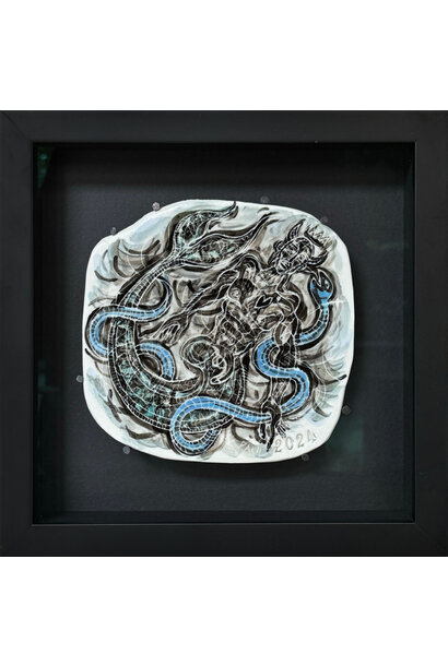 Paul O'Connor - Into the Blue, 2024 - Glazed porcelain - 25x25x6cm framed