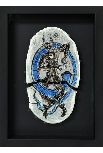 Paul O'Connor - Under the Influence of Love, 2024 - Porcelain, glaze and tacks - 33x23.5x6cm framed