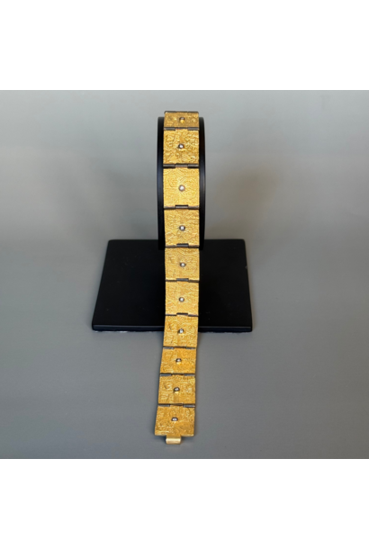 WILFRID & HEATH - Atlas Bracelet (Reversible) - Sterling Silver 24k Gold Plated with Natural Diamonds - Handmade in Turkey