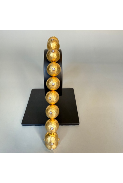 WILFRID & HEATH - Dome of Opulence Bracelet - Sterling Silver 24k Gold Plated with Natural Diamonds - Handmade in Turkey