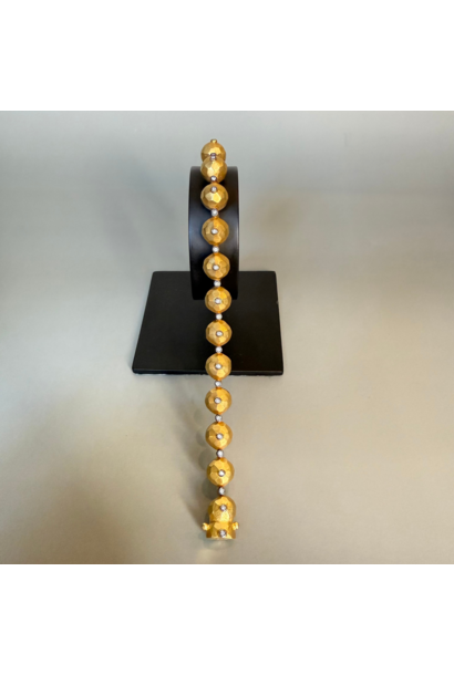WILFRID & HEATH - Dome of Opulence Bracelet - Sterling Silver 24k Gold Plated with Natural Diamonds - Handmade in Turkey