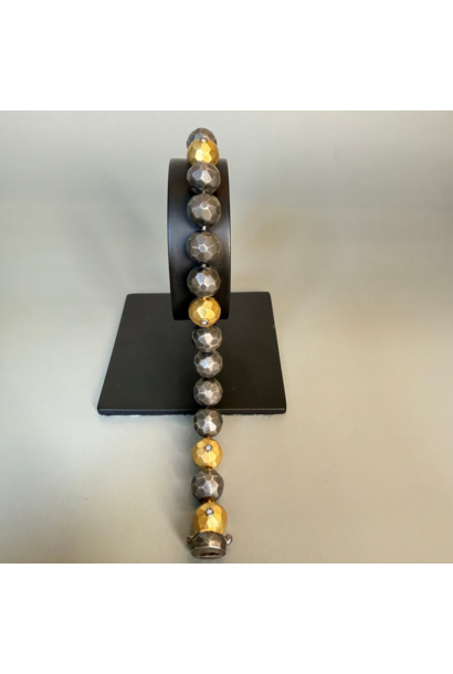 WILFRID & HEATH - Dome of Opulence Bracelet - Sterling Silver 24k Gold Plated with Natural Diamonds - Handmade in Turkey