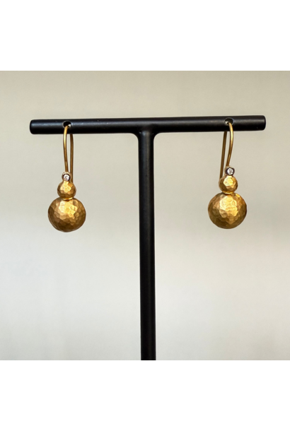 WILFRID & HEATH - Dome of Opulence Earrings - Sterling Silver 24k Gold Plated with Natural Diamonds - Handmade in Turkey