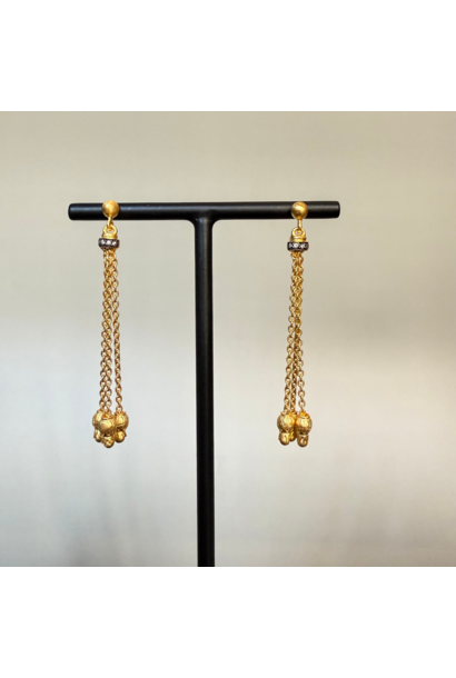 WILFRID & HEATH - Dome of Opulence Earrings - Sterling Silver 24k Gold Plated with Natural Diamonds - Handmade in Turkey