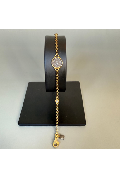 WILFRID & HEATH - Atlas Chain Bracelet  - Sterling Silver 24k Gold Plated with Natural Diamonds - Handmade in Turkey