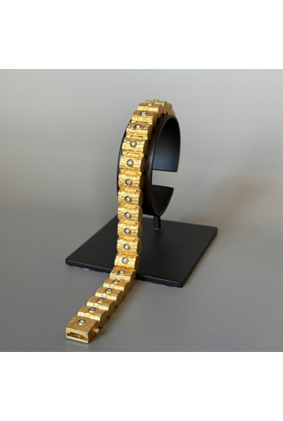 WILFRID & HEATH - Terra Links Bracelet - Sterling Silver 24k Gold Plated  with Natural Diamonds - Handmade in Turkey