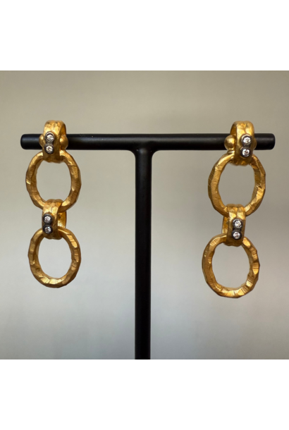 WILFRID & HEATH - Eternal Voyage Earrings - Sterling Silver 24k Gold Plated with Natural Diamonds - Handmade in Turkey
