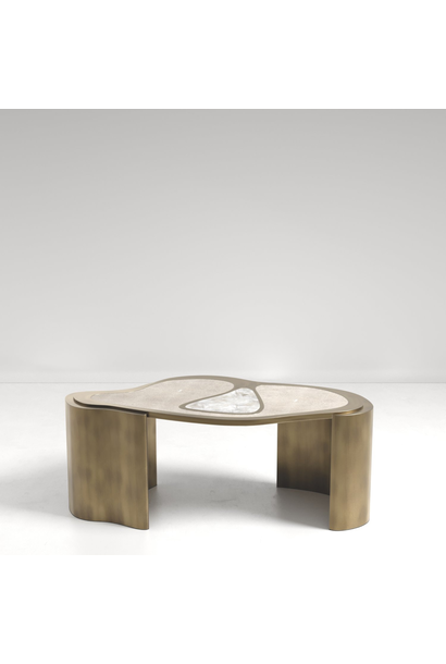 KIFU Paris - Mask Coffee Table - Antique Natural Shagreen White Quartz