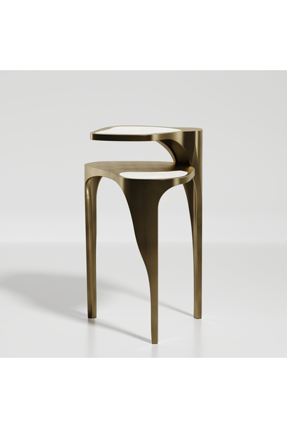 Kifu Paris - Ginko Side Table -  Cream Shagreen and Bronze Patina Brass