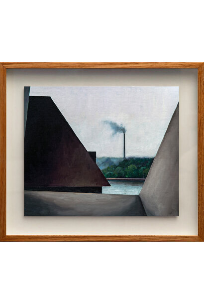 James King - Smokestack, 2024 - Oil on linen panel - 25x30cm framed