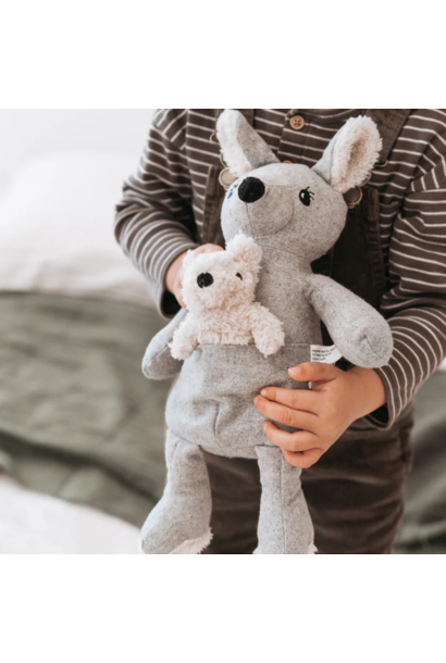 Glenda Kangaroo Soft Toy - Cotton and Australian Merino Wool blend Fabrics