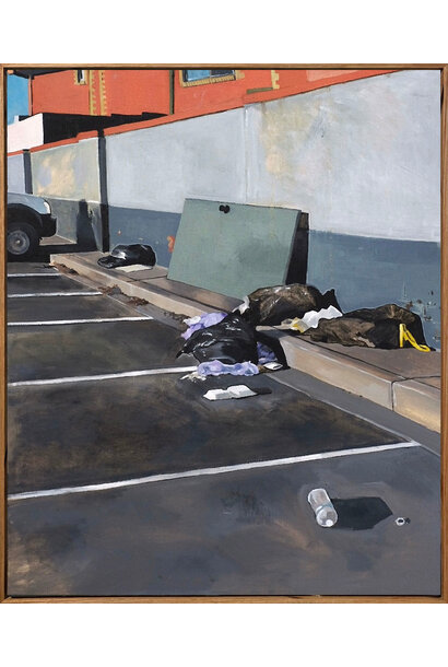 Margaret McIntosh - Back of Woolies #3, 2024 - Oil on cotton board - 61.5x51.5cm framed