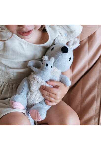 Glenda Kangaroo II Soft Toy - Cotton and Australian Merino Wool blend Fabrics