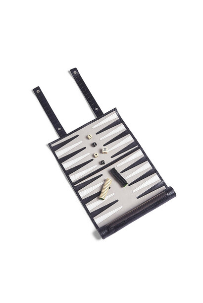 Roll Up Backgammon Travel  Set - Black Croc