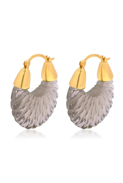 SHYLA - Ettienne  Earrings Smokey - 22ct Gold Plated on Sterling Silver - London