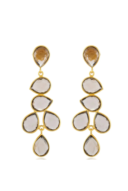 SHYLA - Sheena Earrings Smokey - 22ct Gold Plated on Sterling Silver - London