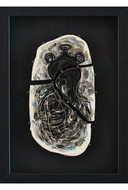 SOLD - 7. Paul O'Connor - Especially For You, 2025 - Porcelain, glaze, tacks, black box frame with non-reflective glass - 24x32x6cm framed
