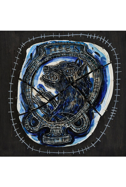 SOLD - 14. Paul O'Connor - Better the Devil You Know II, 2025 - Porcelain, glaze, tacks, chalk, timber, perspex box frame - 31x31x9cm framed