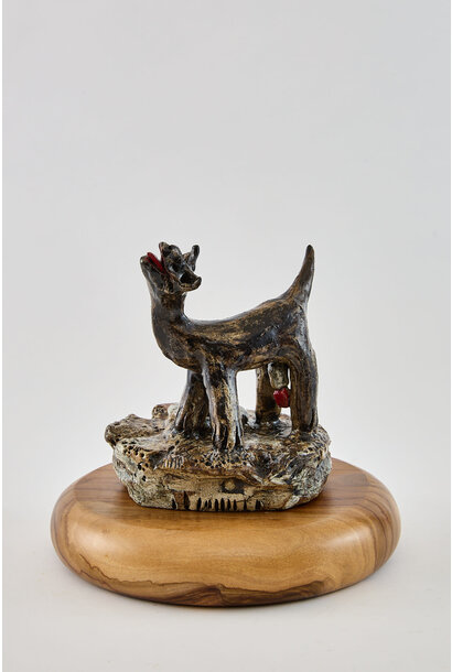 31. Paul O'Connor - Tiger Stick II, 2025 - Recycled clay, wood base - 20x17x17cm