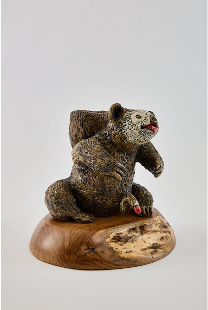 SOLD - 34. Paul O'Connor - Koala II, 2025 - Recycled clay, wood base - 20x17x17cm