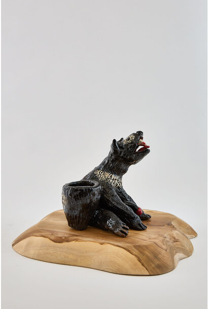 39. Paul O'Connor - Tasmanian Devil, 2025 - Recycled clay, wood base - 20x19x19cm
