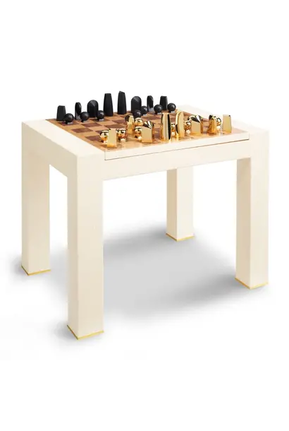 AERIN - Shagreen Chess Side Table - Cream