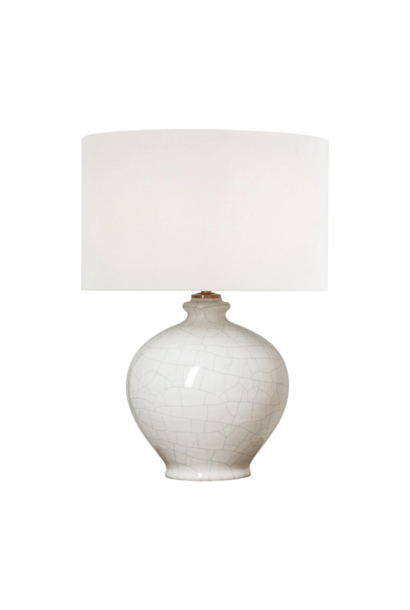 AERIN - Gaios 13" Cordless Accent Lamp - Cracked Ivory with Linen Shade