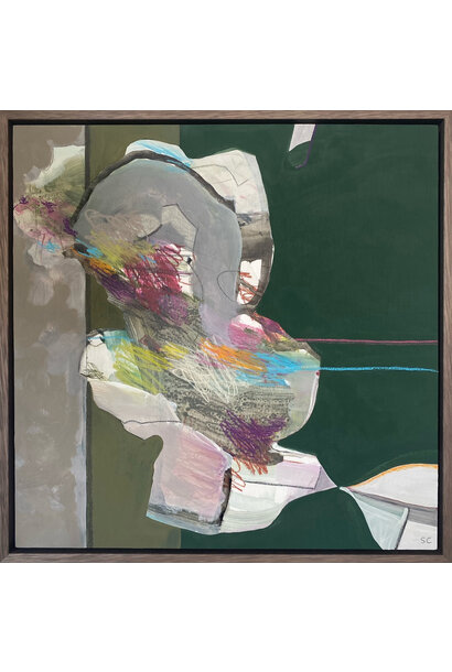Sharon Collyer - The Lovers Entwined, 2025 - Mixed media on birch - 43x43cm framed